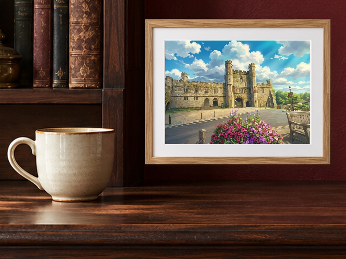 Battle Abbey, Small, 17.8 × 12.7 cm · 7 × 5 in, Burgundy Library setting