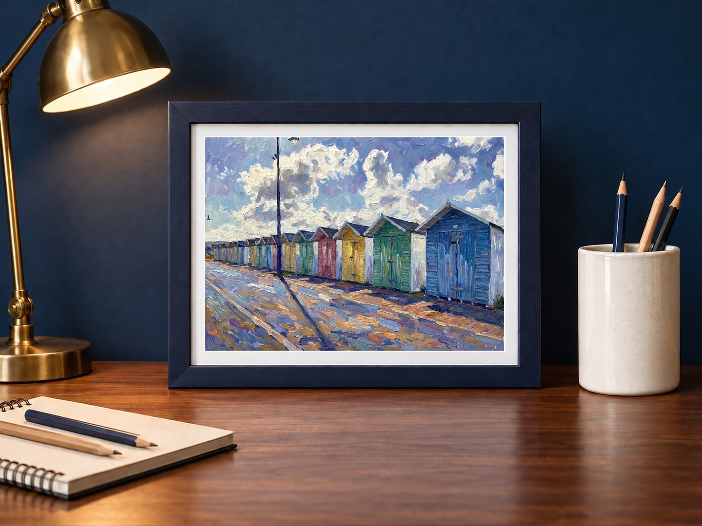 Beach Huts, Eastbourne, Small, 17.8 × 12.7 cm · 7 × 5 in, Ink Studio setting