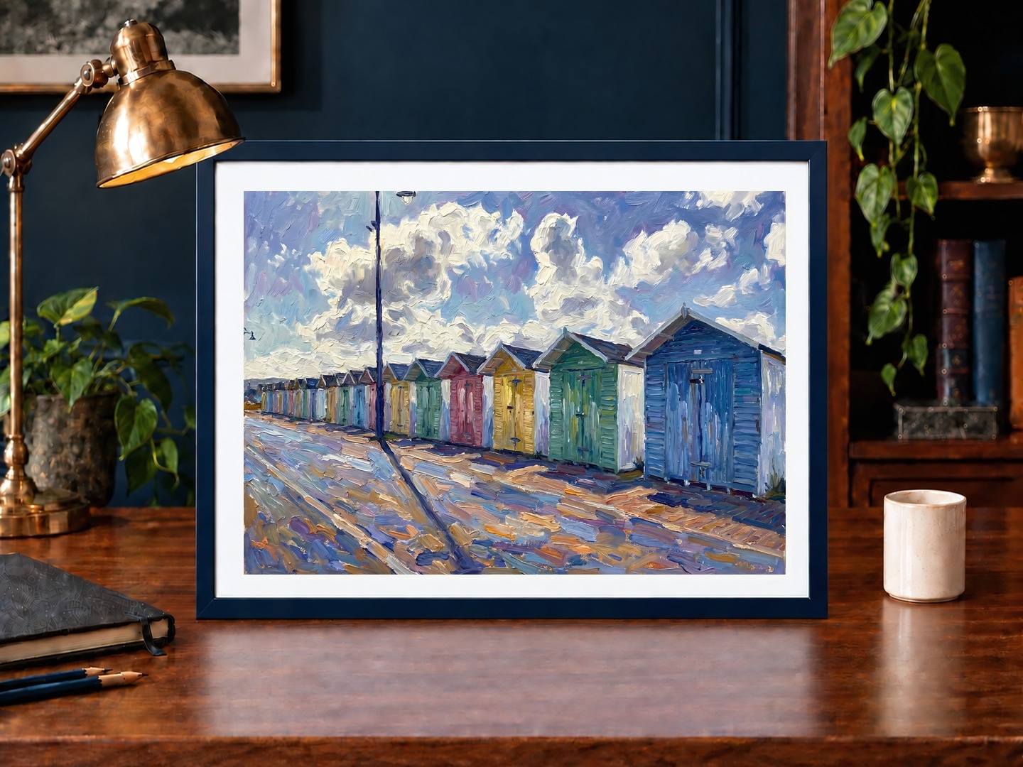 Beach Huts, Eastbourne, Large, 29.7 × 42 cm · 11.69 × 16.54 in, Ink Studio setting