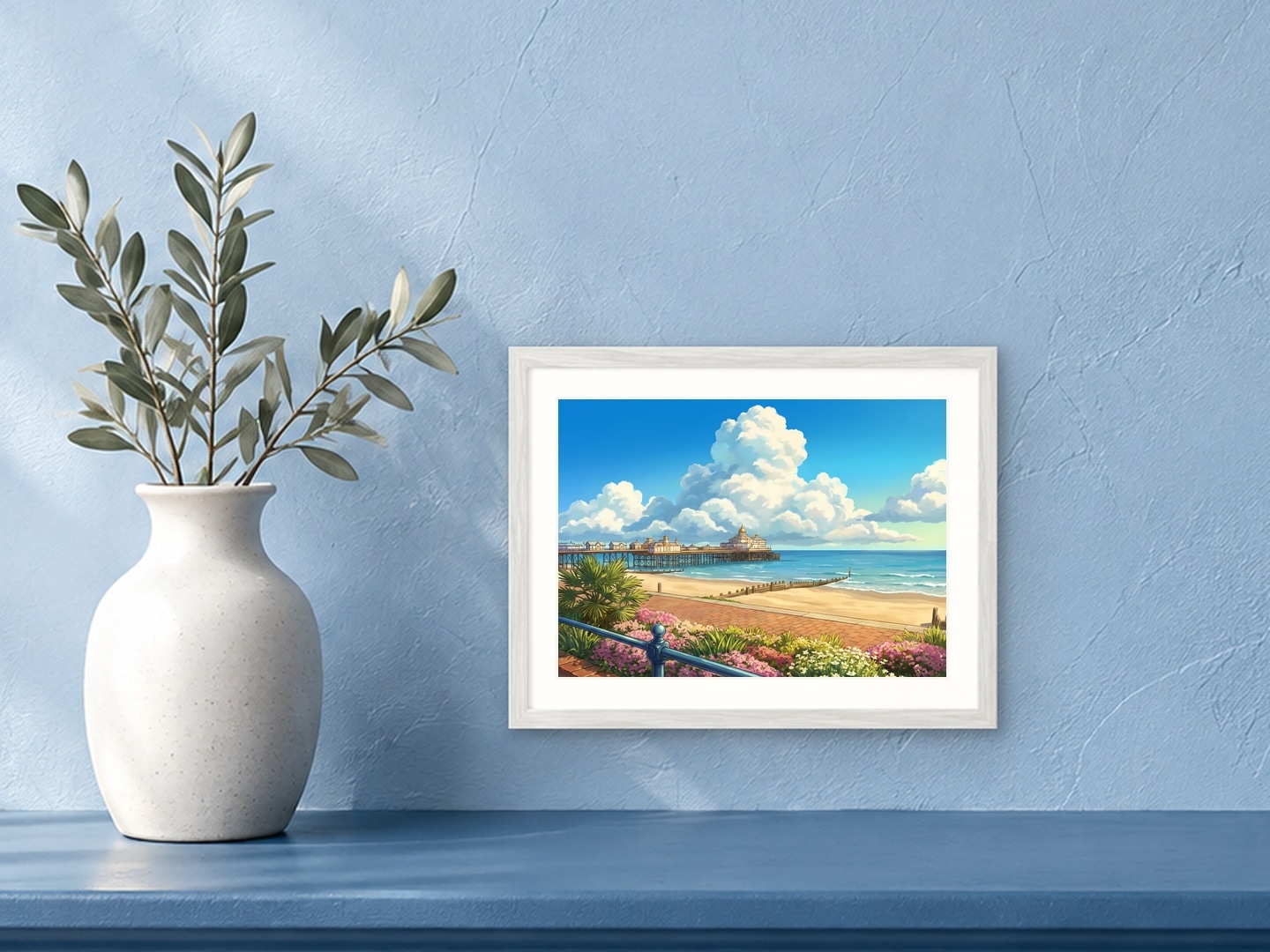 Eastbourne Pier, Small, 17.8 × 12.7 cm · 7 × 5 in, Pale Blue Ledge setting