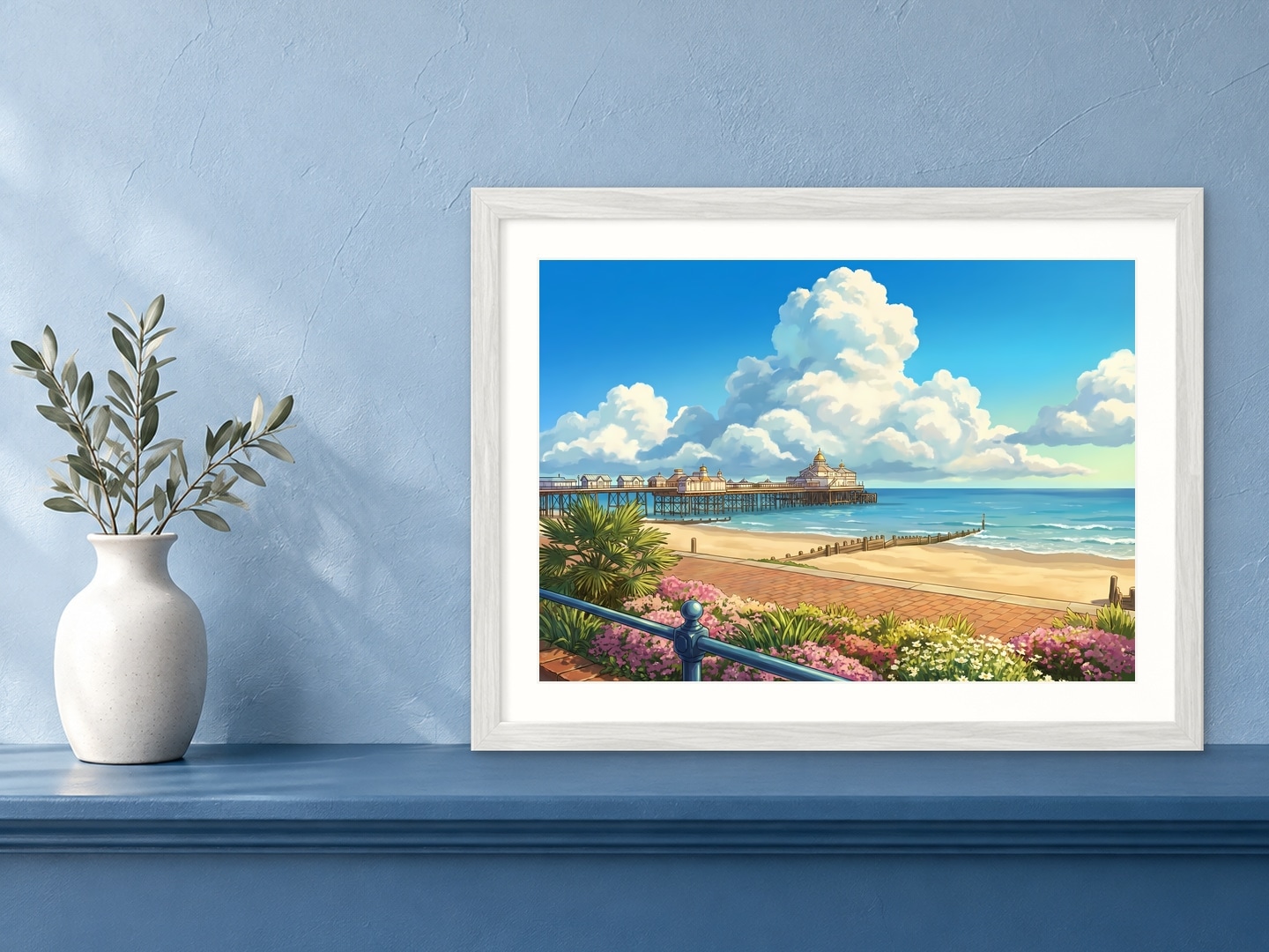 Eastbourne Pier, Large, 29.7 × 42 cm · 11.69 × 16.54 in, Pale Blue Ledge setting