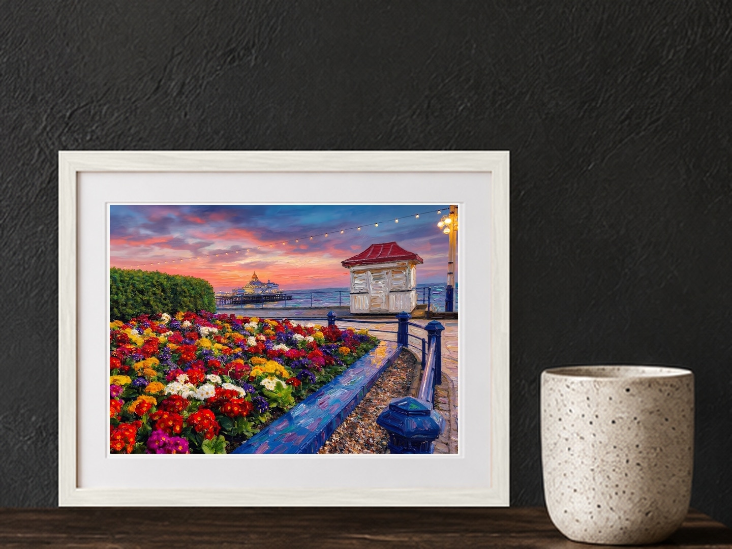 Eastbourne Sunset, Small, 17.8 × 12.7 cm · 7 × 5 in, Charcoal Gallery setting
