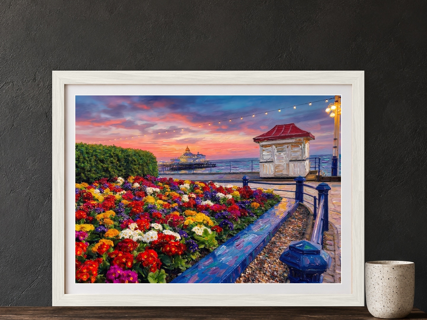 Eastbourne Sunset, Large, 29.7 × 42 cm · 11.69 × 16.54 in, Charcoal Gallery setting