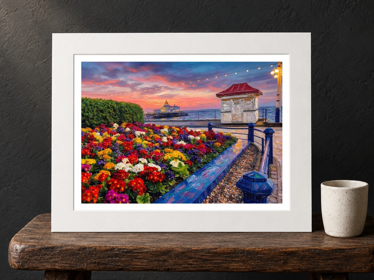 Eastbourne Sunset, Medium, 21 × 29.7 cm · 8.27 × 11.69 in, Charcoal Gallery setting
