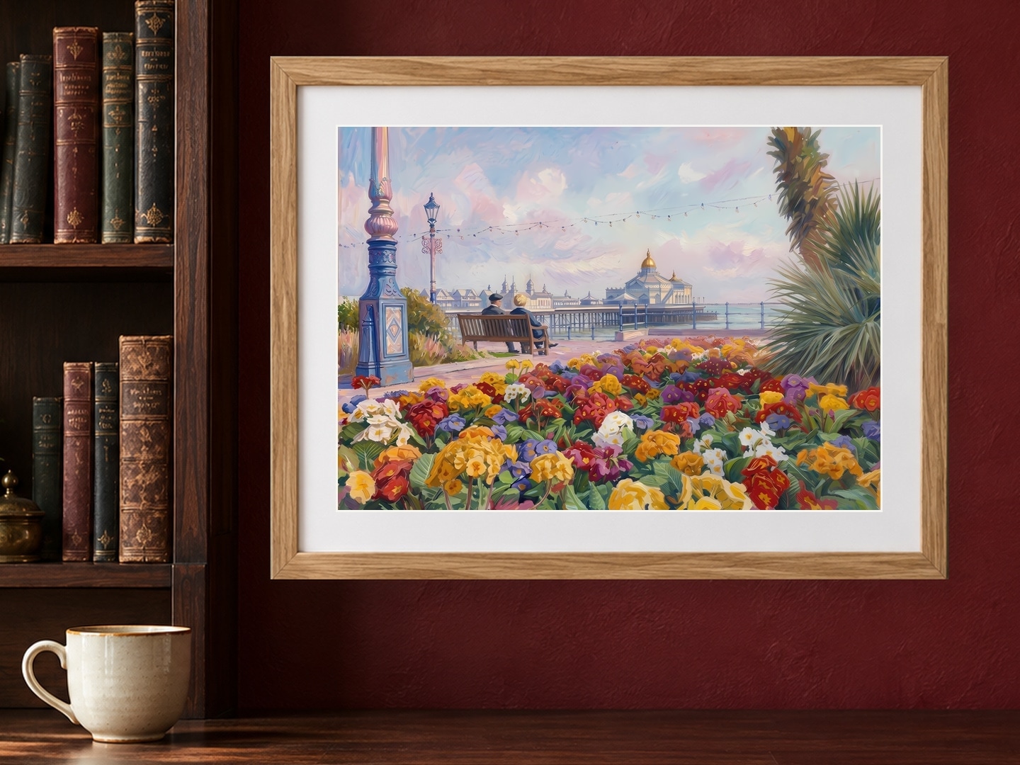 Flower Bed, Large, 29.7 × 42 cm · 11.69 × 16.54 in, Burgundy Library setting
