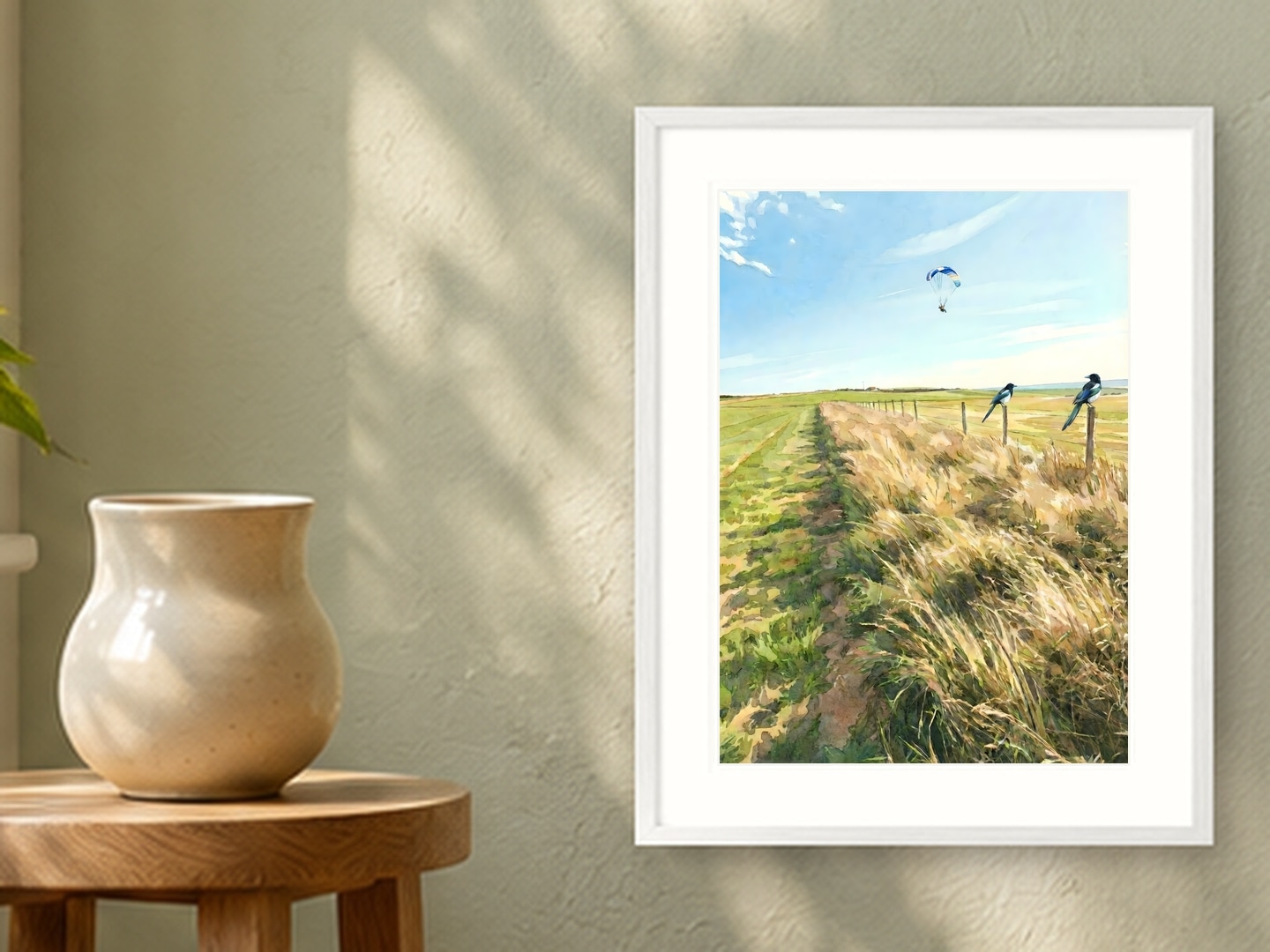 Parapente in the South Downs, Small, 17.8 × 12.7 cm · 7 × 5 in, Window Green setting