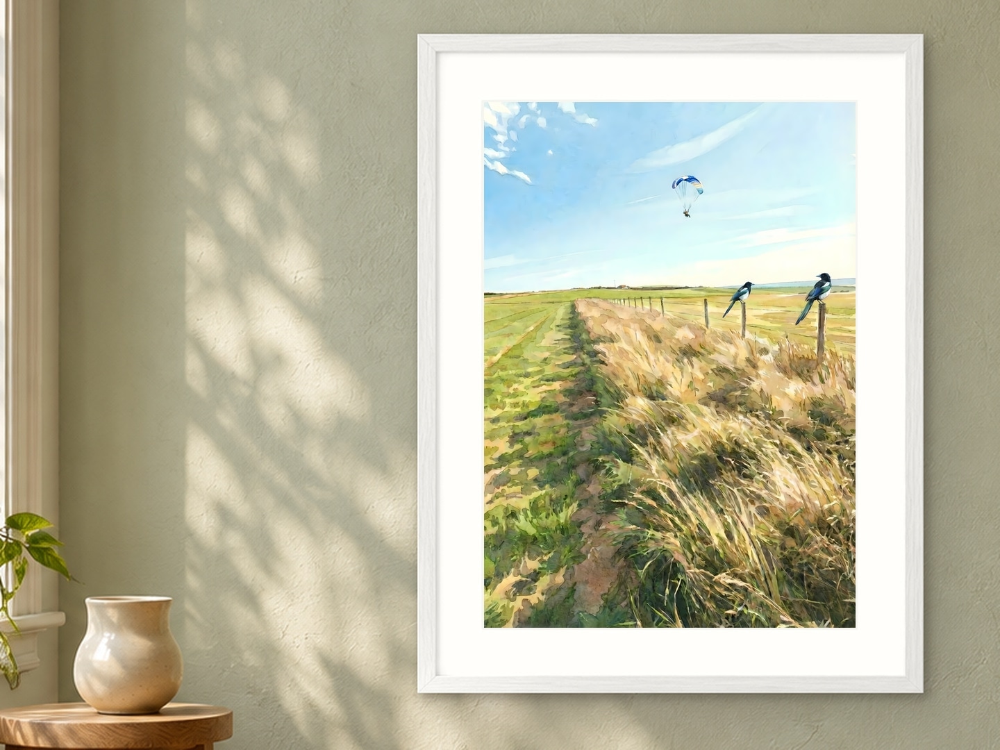 Parapente in the South Downs, Large, 29.7 × 42 cm · 11.69 × 16.54 in, Window Green setting
