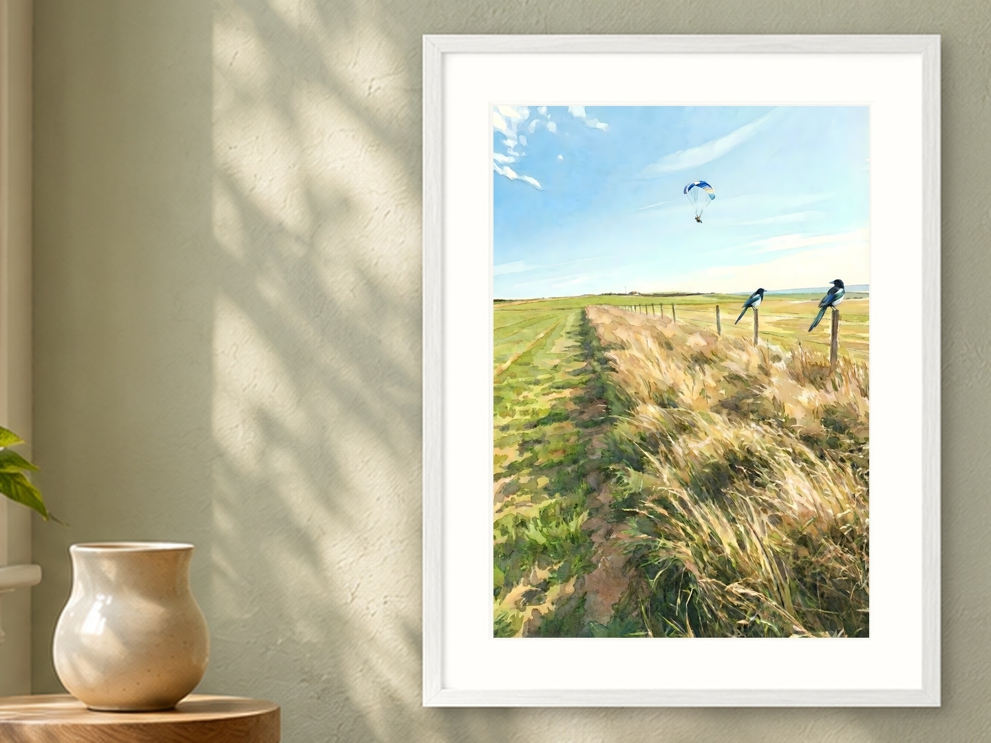 Parapente in the South Downs, Medium, 21 × 29.7 cm · 8.27 × 11.69 in, Window Green setting