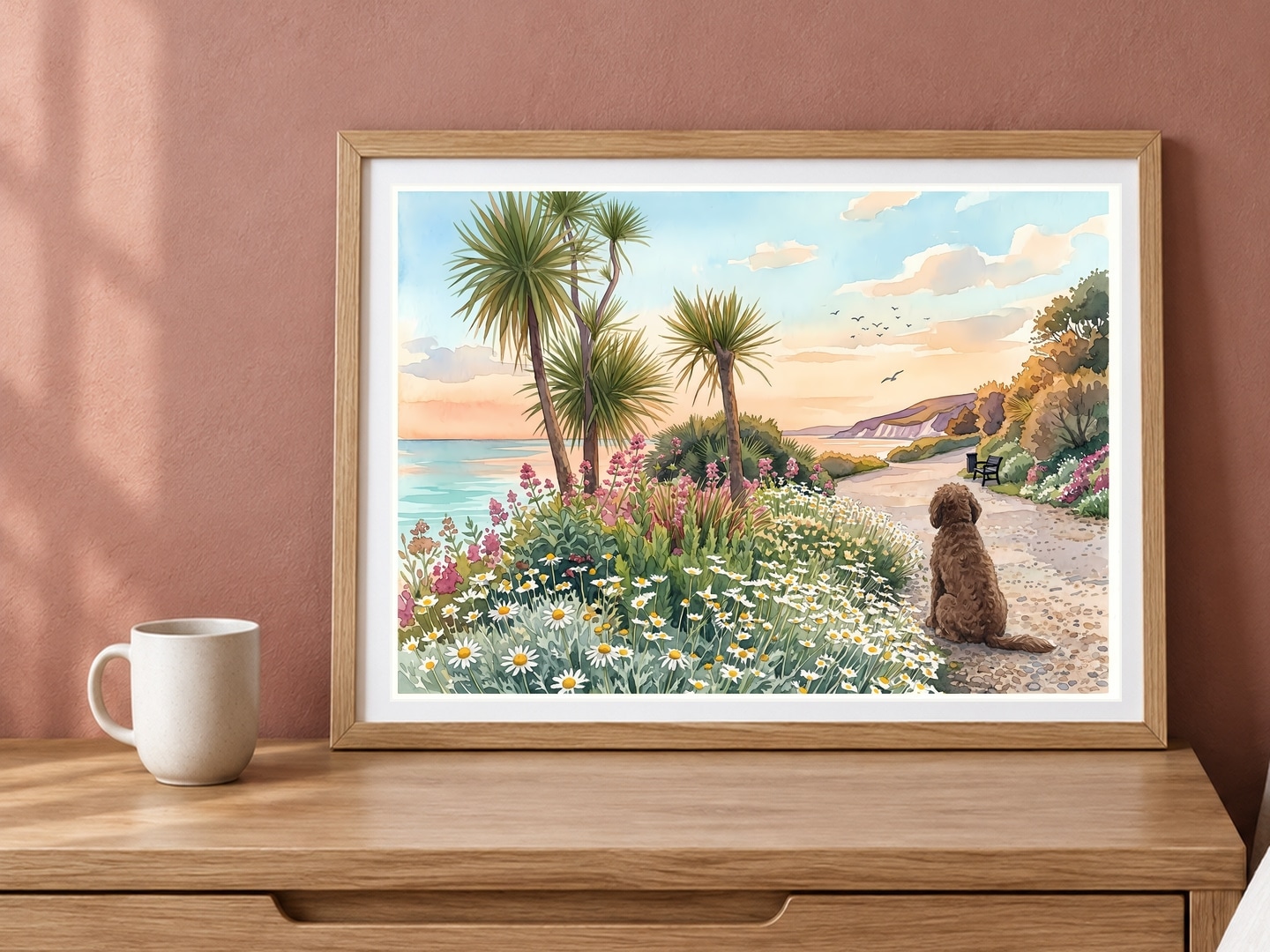 Seven Sisters from the Gardens, Large, 29.7 × 42 cm · 11.69 × 16.54 in, Rose Bedroom setting