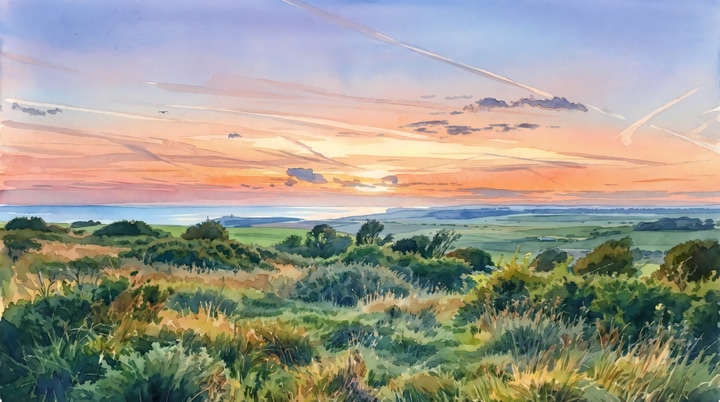 Open fields and rolling hills across the South Downs in Sussex