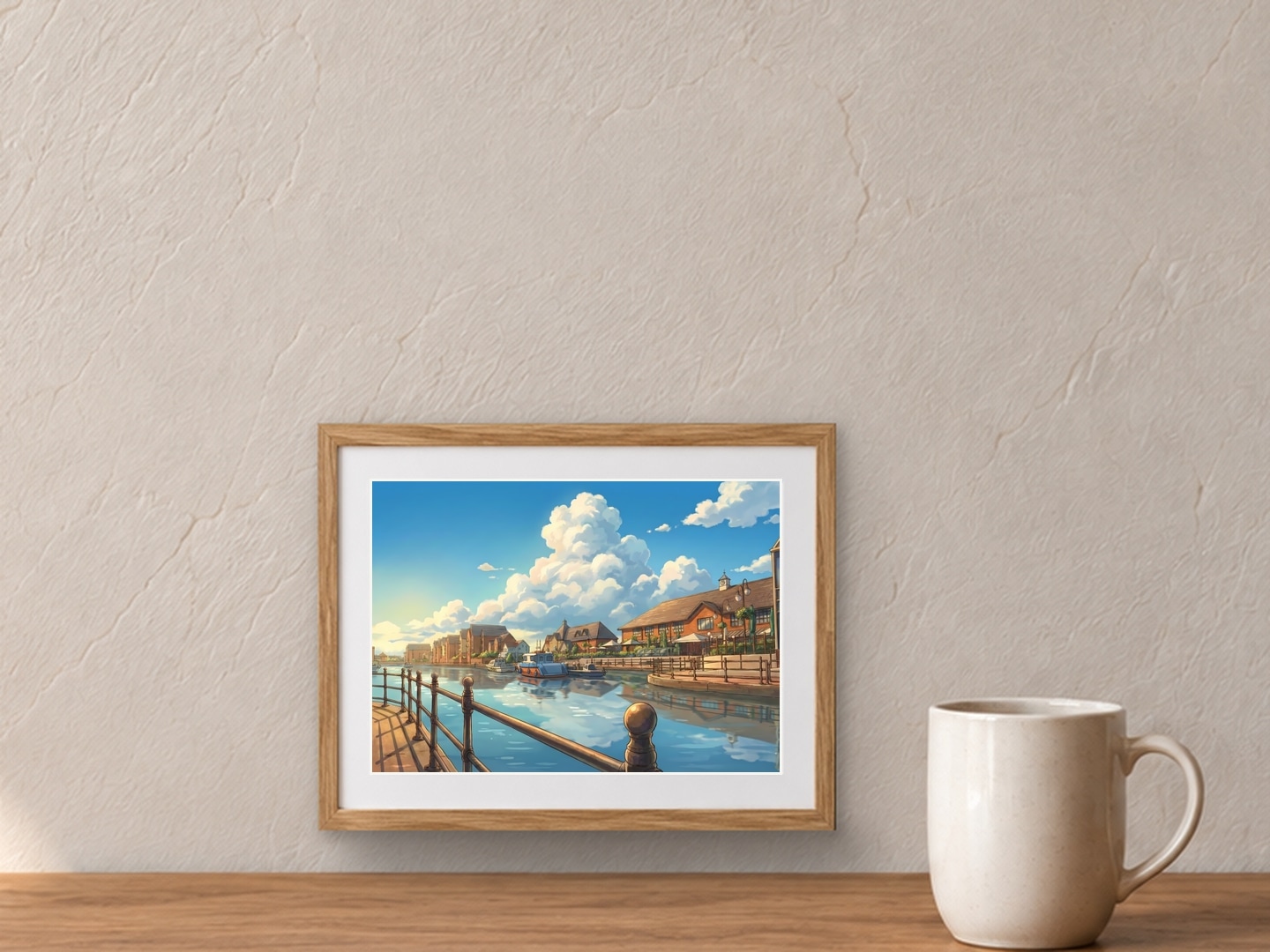Sovereign Harbour Waterfront, Small, 17.8 × 12.7 cm · 7 × 5 in, Oak Console setting